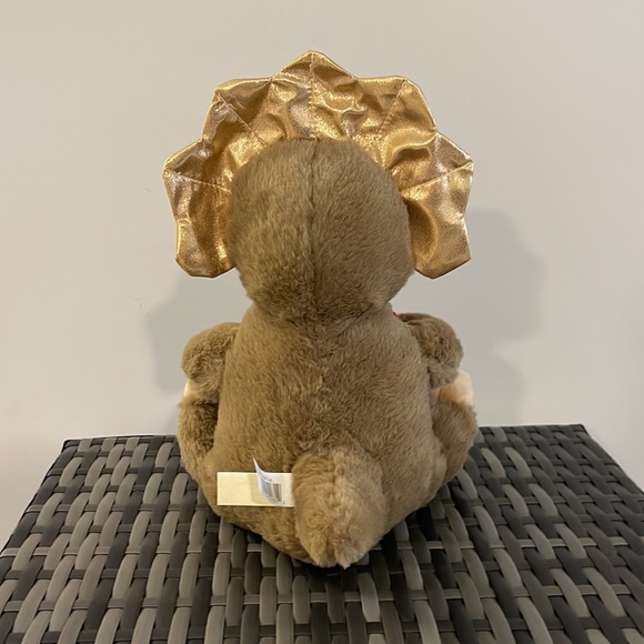 New Stuffed Dino love Triceratops 13” animal toy brown gold red - Picture 4 of 11